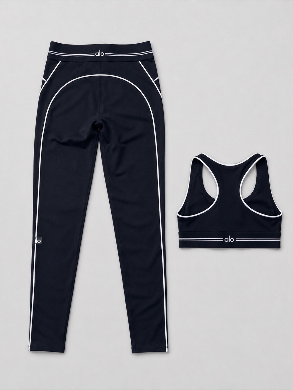 ALO Yoga Airbrush matching activewear set in Black/White.